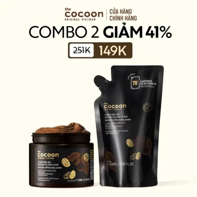 Combo 1 Hũ Tẩy Da Chết Cơ Thể Cà Phê Đắk Lắk Cocoon 200ml + Túi Refill Tẩy Da Chết Cà Phê 200ml