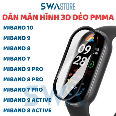 Dán Màn Hình Cường lực dẻo 3D cho vòng đeo tay Mi Miband 10 9 8 7 Active Pro full màn hình SWA