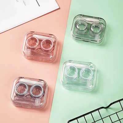nhiều màu Hộp đựng kính áp tròng có gương + nhíp + Stick + hộp đựng kính +Chai giải pháp+trường hợp kính áp tròng