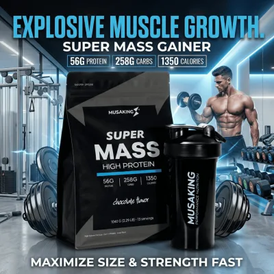 Super Mass High Protein Musaking 1040g – High Energy Mass Gainer 300 Kcal/Serving, Weight Gain Milkshake for Skinny People Who Have Difficulty Gaining Muscle at the Gym