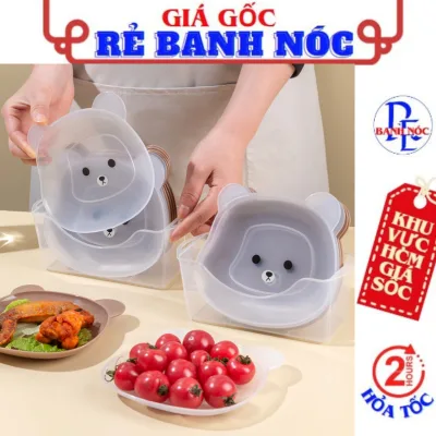 Đĩa Nhựa Decor Bàn Ăn Hình Gấu Xinh Xắn - Dĩa Đựng Thức Ăn Trong Suốt - Khay Đựng Đồ Ăn Vặt Bánh Kẹo
