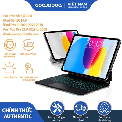GOOJODOQ Bao da máy tính bảng bàn phím không dây thích hợp cho iPad Air 4 5 6/ Pro 11 2018-2022 /Gen10 10.9/ Air11 Air13 2024-2025
