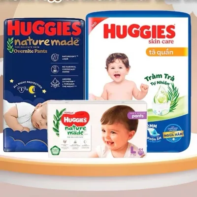 Bỉm Huggies Mega Jumbo Skin Care/ Nature Made/ Perfect/ Huggies Đêm đủ size cho bé M106, L104, XL88