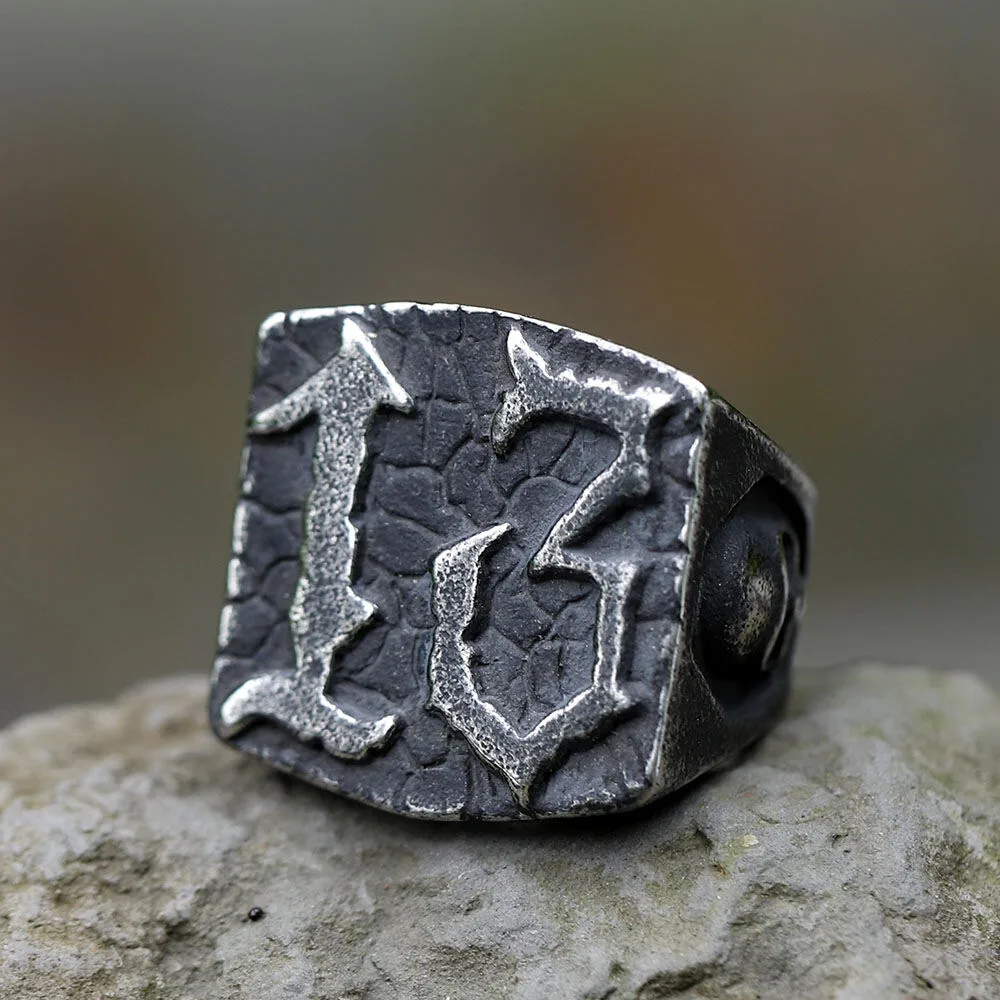 Năm 2022 Nam Punk Rock Thời Trang Nhẫn Inox 13 Chữ Cái Phong Cách Gothic Món Quà Trang Sức Dành Cho Thanh Thiếu Niên Miễn Phí Vận Chuyển