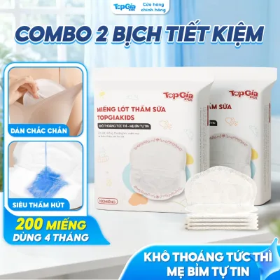 Combo 2 bịch 200 miếng lót thấm sữa Topgiakids siêu thấm hút, mềm mại, dán chắc chắn, tiện lợi cho mẹ
