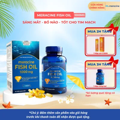 Viên uống dầu cá Omega 3 - Meracine Fish Oil hỗ trợ sáng mắt, bổ não, tốt cho tim mạch (hộp 90 viên)