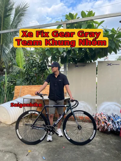 Xe Đạp Thể Thao Fix Gear Gray Team Khung Nhôm, Dành Cho Chiều Cao 1m5, Bảo Hành Khung Sườn 12 Tháng (Kèm Dây Strap Và Đồ Lắp)