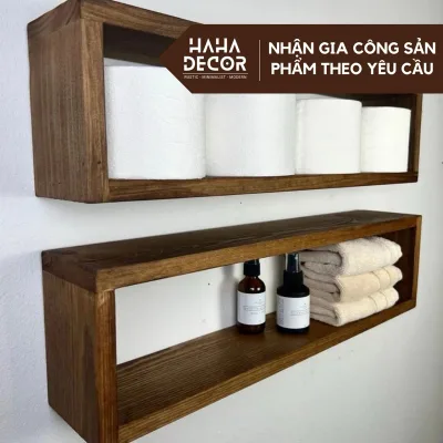 Kệ gỗ để giấy nhà vệ sinh treo tường giá gỗ decor trang trí nhà cửa nhiều màu KGTT10
