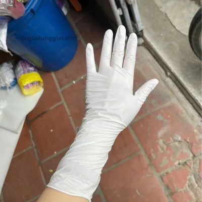 Găng tay cao su trắng chuyên dụng,cấy,làm nông ,găng tay cổ dài y tế không bột siêu dai,tái sủ dụng