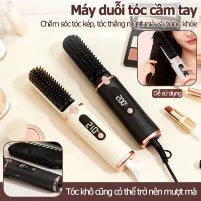 Frkakale Electric Hair Straightening Comb High Quality Negative Ion Hair Straightener Handheld Mini Hairdresser with Anti-Burn Cover Convenient Smart Temperature Adjustment Fast Heating Damaged Hair Care Beauty Accessories for Women Travel Durable and Bea