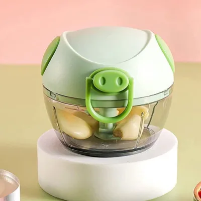 Máy xay tỏi ớt mini đa năng PTLUXURY 3 lưỡi dao kéo tay, xay tỏi ớt hành, xay rau củ quả