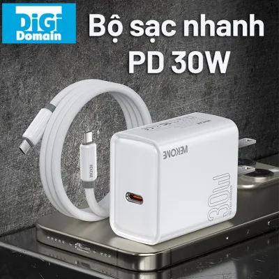 30w Bộ sạc nhanh chính hãng WEKOME U59/U61, Cáp sạc nhanh USB C Sang Type C sạc ổn định cho điện thoại ip 15 đến 16 pro max vivo xiaomi oppoSạc Điện Thoại Phụ Kiện