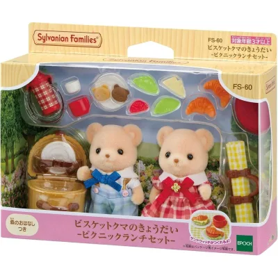 Bộ đồ chơi bé gấu đi dã ngoại FS-60 Sylvanian Families: Biscuit Bear Siblings - Picnic Lunch Set dành cho trẻ 3+ - LICCA