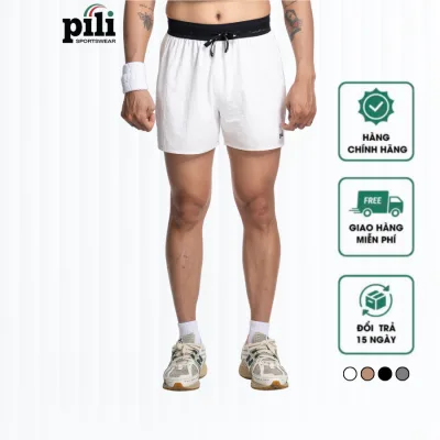 Men's 2-Layer Sports Shorts Pksho026Mw25 Black Back – Tennis Pants | Pickleball | Gym | Running | Running Shorts