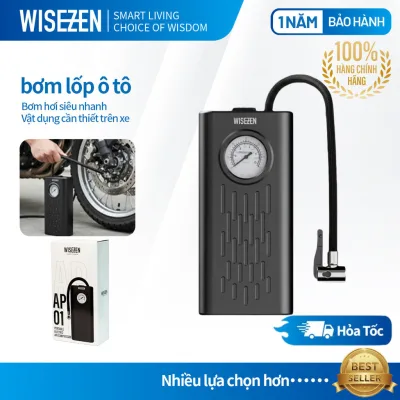 Bơm Lốp ô Tô Wisezen điện Xe Máy đạp Bóng Thông Minh Di Động Đồng Hồ Điện Tử Hiển Thị Áp Suất Bảo Hành 12 Tháng
