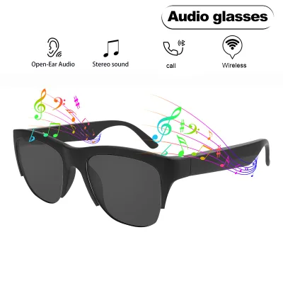 Smart Bluetooth Glasses Built-In Microphone and Speaker Smart Wireless Headphone Sunglasses for Men and Women Uv Protection for Sports/Outdoor Activities and Voice Control Suitable for Both Men and Women (Black)