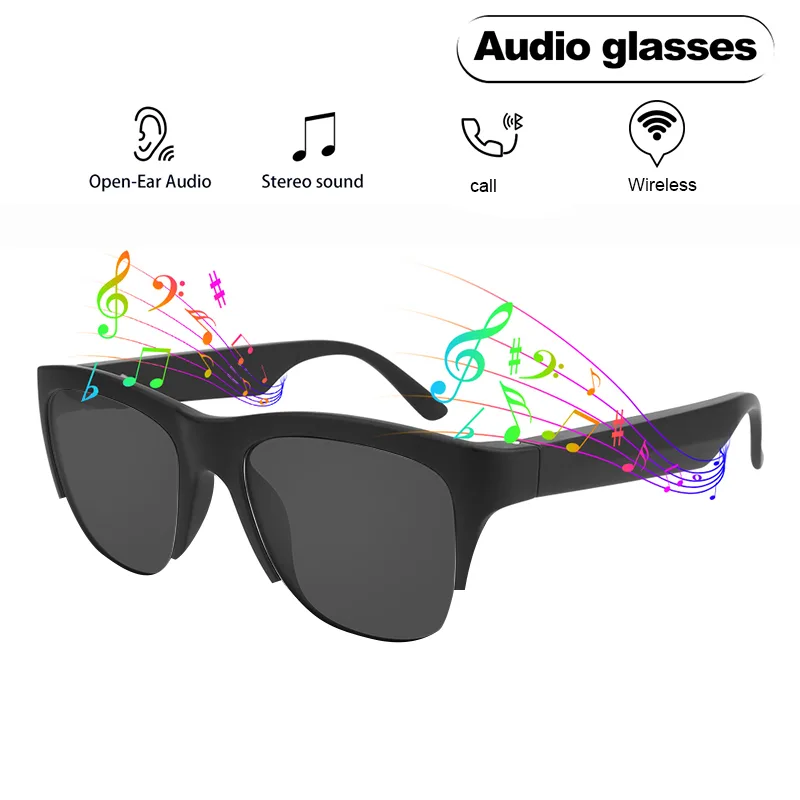 Smart Bluetooth Glasses Built-In Microphone and Speaker Smart Wireless Headphone Sunglasses for Men and Women Uv Protection for Sports/Outdoor Activities and Voice Control Suitable for Both Men and Women (Black)