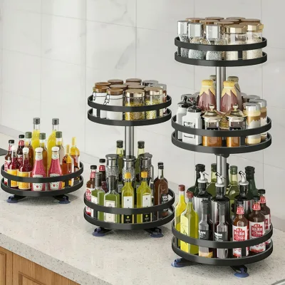 1/360 floor 2/3 degree rotating seasoning rack Smart Square/round kitchen shelf-aenias shop