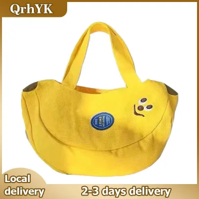 QrhYK Dễ thương vui chuối Túi xách tay công suất lớn Túi vải nhỏ Tote Túi mẹ trẻ em túi xách tay mua sắm túi ví túi xách quà tặng