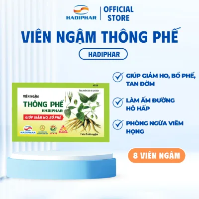 Viên ngậm Thông Phế Hadiphar giảm ho bổ phế làm ấm đường hô hấp (8 viên)