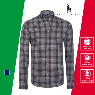 Ralph Lauren Men's Checkered Shirt Made from High Quality Cotton Fabric, Genuine Imported from Germany