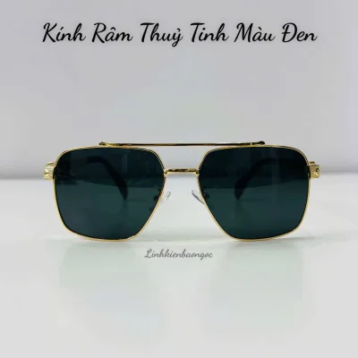 Men's Sunglasses with Black Glass Lenses and Luxurious Gold Metal Frame - Comes with a Box