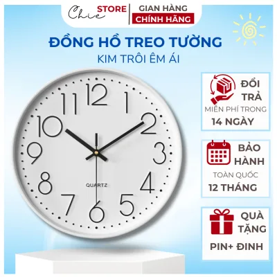 Đồng hồ treo phòng khách, phòng ngủ động cơ kim trôi Quartz cao cấp((Tặng kèm pin và đinh, 20cm/30cm/35cm)