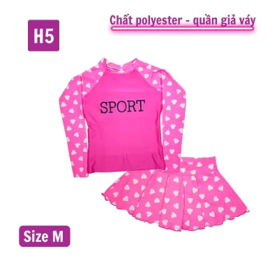 Đồ bơi cho bé chân váy áo dài tay kín đáo 35-60kg, quần giả váy -- Oa Shop Hi