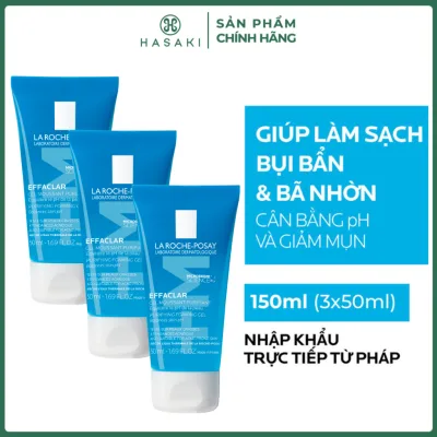 Combo 3 Gel Rửa Mặt La Roche-Posay Cho Da Dầu Nhạy Cảm 50ml Effaclar Purifying Foaming Gel Hasaki