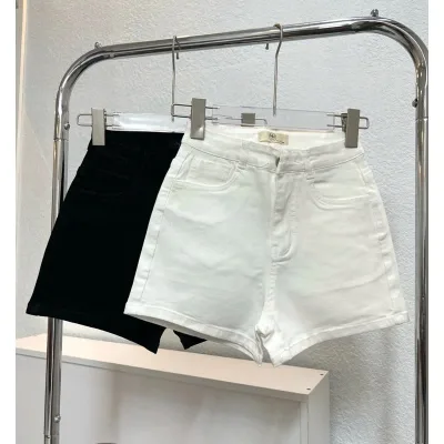 Quần jean short nữ chất kaki giả Jeans thiết kế đơn giản kaki trơn dễ phối đồ Lưng Cao co giãn quần đùi bò Shop1