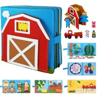 Sách bận rộn Montessori dành cho trẻ mới biết đi Trẻ em DIY Cảm thấy yên tĩnh Hoạt động bằng vải Sách truyện mầm non Học tập Đồ chơi giáo dục cho bé trai Bé gái 3 4 5 6 tuổi Chủ đề trang trại tự kỷ Quà tặng giác quan