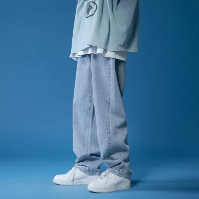Quần Jean Nam Quần Jean Denim Lớn Cho Thanh Thiếu Niên Quần Jean Baggy Quần Nam Thời Trang Nam Nam Hợp Thời Trang Dạo Phố Hàn Quốc Nam