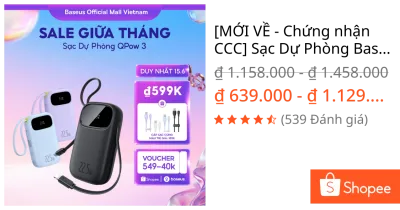 [MỚI VỀ - Chứng nhận CCC] Sạc Dự Phòng Baseus Qpow2 & Qpow 3 20000mAh PD 22.5W 30W 45W TypeC & IP 2 Cho iP