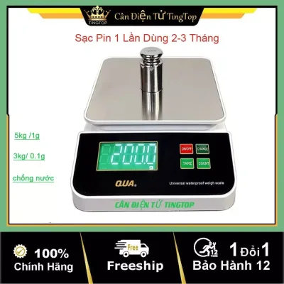 Chống nước cân điện tử tiểu ly mini nhà bếp mặt inox (5kg/1g ,3kg/0.1g)cân thực phẩm siêu chính xác bảo hành 12 tháng