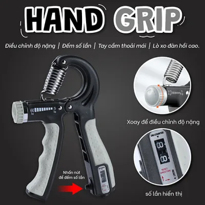 Pro-Kìm Bóp Tay Có Đếm Số Tập Cơ Tay Dụng Cụ Tập Gym Điều Chỉnh Lực 05-60kg, Kìm