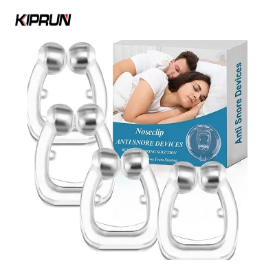 Kiprun 4 Thiết Bị Chống Ngáy, Silicon Từ Tính Chống Ngáy Dừng Ngáy Mũi Kẹp Khay Ngủ Hỗ Trợ Ngủ Ngưng Thở Bảo Vệ Thiết Bị Ngủ Có Vỏ