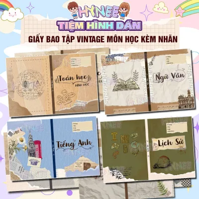 Giấy Bao Tập Theo Môn Học Retro Vintage Chương Trình Mới 2026-2027 -Giấy Bao Vở, Bọc Vở Theo Môn Học Cấp 2, Cấp 3, Cấp 1