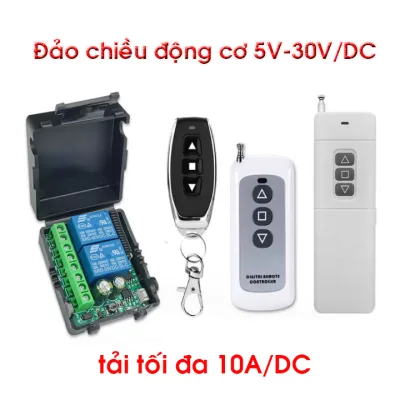 Bộ thiết bị điều khiển từ xa 2 kênh dùng đảo chiều động cơ 5v 6v 9v 12v 24v 30v DC 10A từ xa 50m 100m 200m