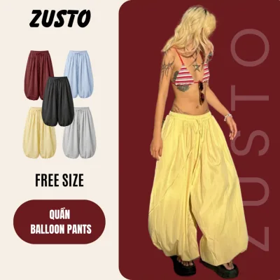 ZUSTO - Quần Balloon Pants Bom Ống To Cạp Chun Bo Gấu Freesize Nam Nữ Hot Trend 2026 M31
