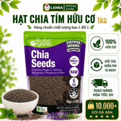 Hạt Chia Absolute Organic 1KG Sạch Đều Đẹp Đen Detox Ăn Kiêng Giảm Cân Đẹp Da