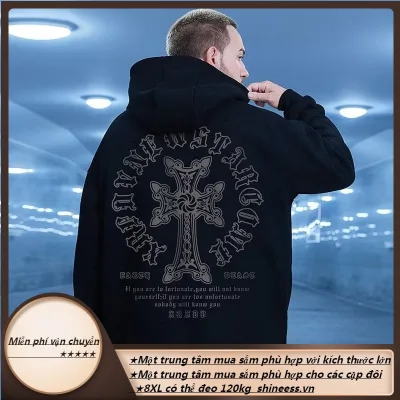 Áo hoodie dáng rộng thời trang cho nam size M-8XL thời trang tối chéo in bông Âu Mỹ Thời Trang Cho Nam Và Nữ
