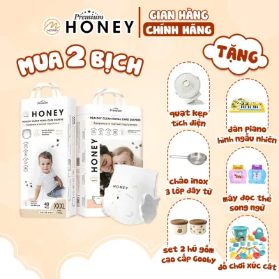 2 Bịch Tã/bỉm Honey Premium tơ tằm siêu mỏng nhẹ, thấm hút tốt đủ size cho bé 4-30KG