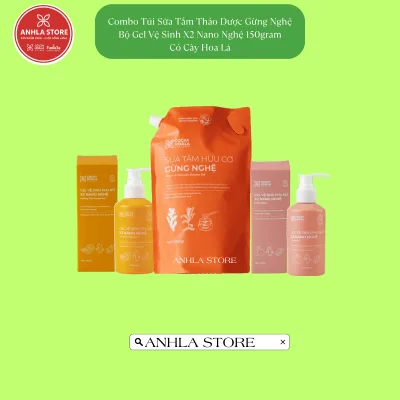 Ginger Turmeric Grass Flower Leaf Shower Gel 1000Gram & X2 Nano Turmeric Cleaning Gel 150Gram