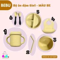 Bộ ăn dặm BeBu Silicon Cao cấp 6in1 cho bé MÀU BE