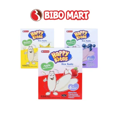 Bánh Gạo Ăn Dặm Happy Bites Cho Bé Trên 6 Tháng Nhiều Vị Dâu Chuối Táo Rau Củ - Bibomart