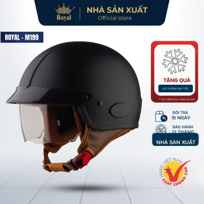 Mũ Bảo Hiểm Royal M199 Kính Âm Nửa mặt Form 2/3 Cho Nam Nữ Bảo Hành 12 Tháng