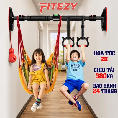 Xà đơn treo tường gắn cửa FITEZY đa năng có thước thăng bằng và chốt chống xoay Gym 2022