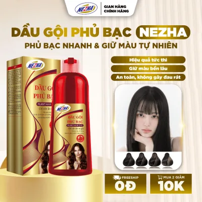 Dầu gội phủ bạc Nezha 400ml chính hãng. Dầu gội nhuộm tóc ĐEN, NÂU bền màu. Dưỡng Tóc Chăm Sóc Tóc Nam Nữ