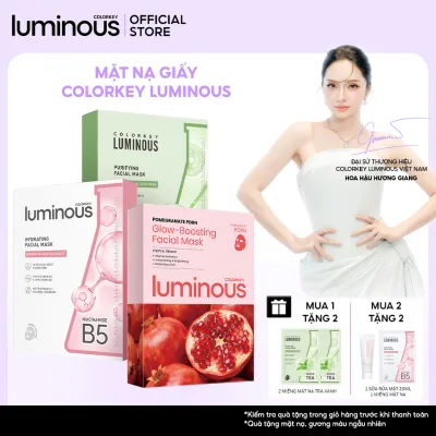 Mặt Nạ COLORKEY LUMINOUS | Vitamin B5/ Vitamin B3/ Trà xanh/ PDRN| Hỗ trợ dưỡng ẩm, sáng da, giảm dầu mụn| 10 miếng/Hộp