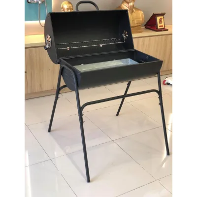 Lò nướng ngoài trời Barrell Charcoal Barbecue hàng Việt Nam xuất khẩu châu Âu Sản phẩm có đồng hồ đo nhiệt độ khi khách hàng on giòn